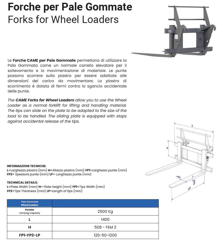  Forche per Pale Gommate Scheda